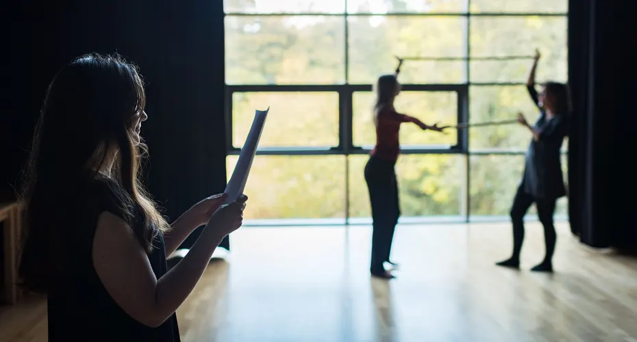 Student dancing in drama studio